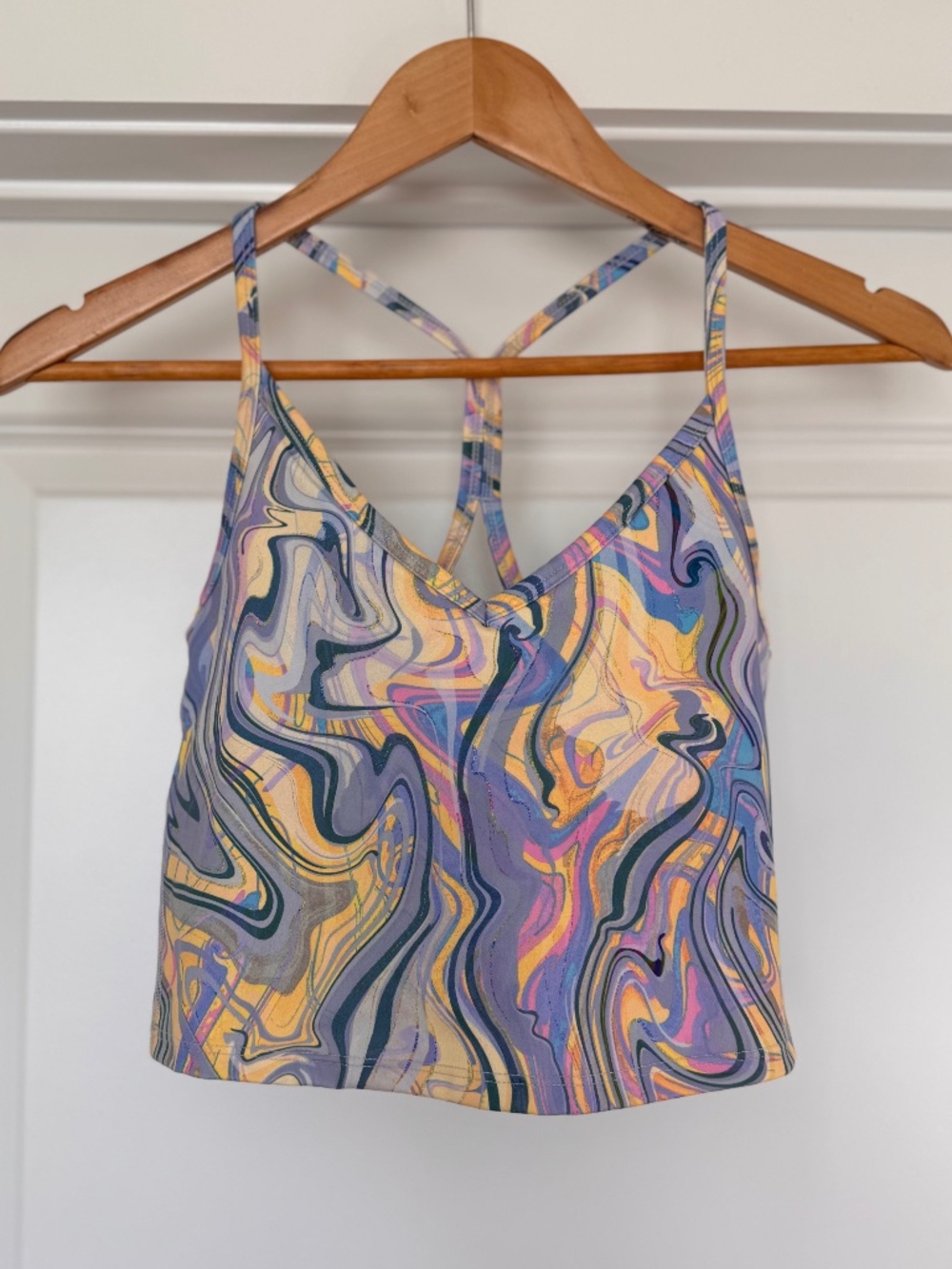 Gottex Multicolor Abstract Swirl Crossback Active Tank Top Size M